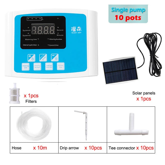 Solar Powered Automatic Garden Drip Irrigation Timer System - Smarsty