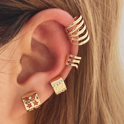 Vintage Gold Leaf Ear Cuff Non Piercing Clip Earrings - Smarsty