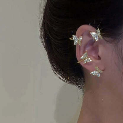 Zircon C Shape Long Tassel Ear Cuffs No Piercing Earrings - Smarsty