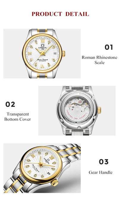 Carnival Luxury Women's Mechanical Watch with Sapphire Crystal - Smarsty