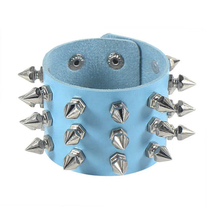 90s Punk Style PU Leather Spiked Bracelet - Smarsty