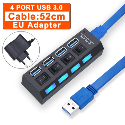 USB Hub 3.0 With Power Switch 7 Port Expansion Pro