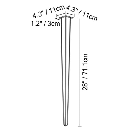 SucceBuy 4Pcs Metal Table Legs 16-40 Inch 3-Rod Hairpin Furniture Legs DIY Home Bench Dining Desk End Coffee Table Feet