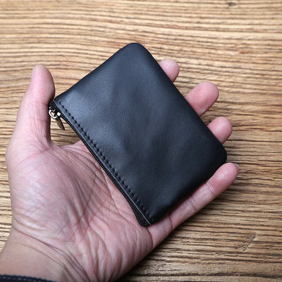Genuine Leather Mini Coin Purse for MenTop Layer Cowhide Wallet Women Zipper Vintage Card Bag Short Lady Wallet Key Case NZPJ - Smarsty