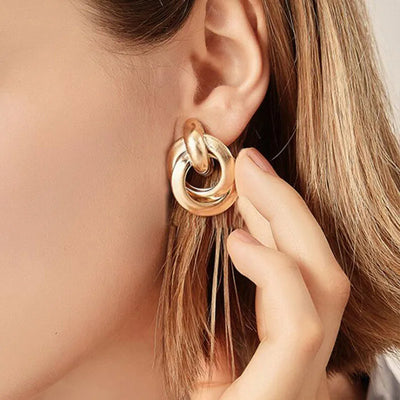 Gold Metal Drop Earrings with Irregular Heart Design for Women - Smarsty