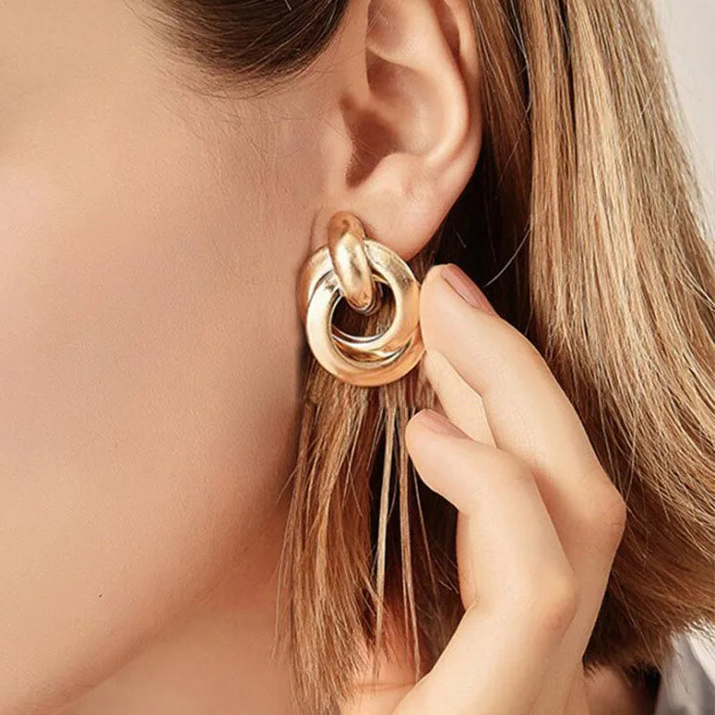 Gold Metal Drop Earrings with Irregular Heart Design for Women - Smarsty