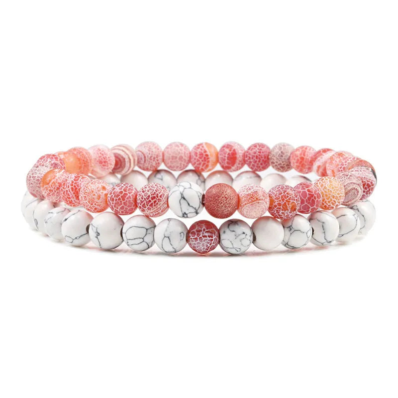 Couples Distance Lava Stone Yoga Bracelets Set - Smarsty