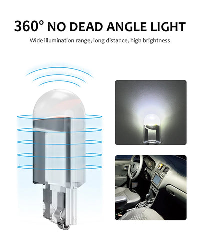 10X New W5W LED T10 Car Lights COB Glass Interior Parts Bulbs White ice blue Yellow Auto License Plate Lamp Dome Read Light 12V - Smarsty