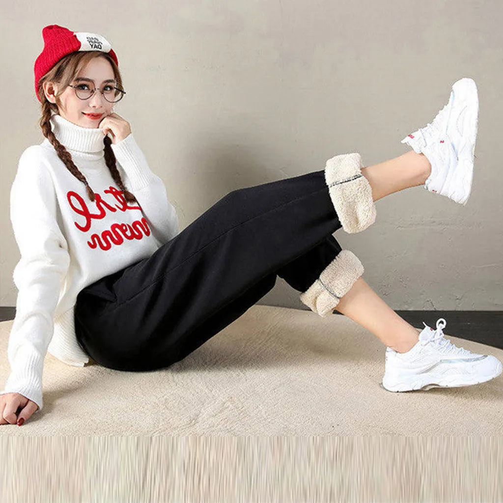 Women Winter Warm Leggings Thick Trousers Warm Fleece Plus Size Long Thicken Pants Fashion Casual Soild Color Leggings - Smarsty