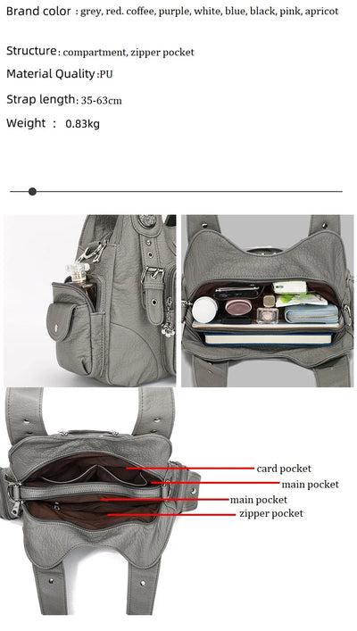 Angelkiss PU Leather Women Shoulder Bag Zipper Closure - Smarsty