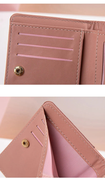 Women's Wallet PU Leather Women's Wallet Made of Leather Women Purses Card Holder Foldable Portable Lady Coin Purses - Smarsty