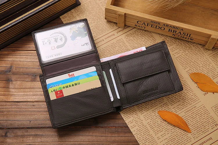 Classic Short Genuine Leather Men Wallets Fashion Coin Pocket Card Holder Men Purse Simple Quality Male Wallets - Smarsty