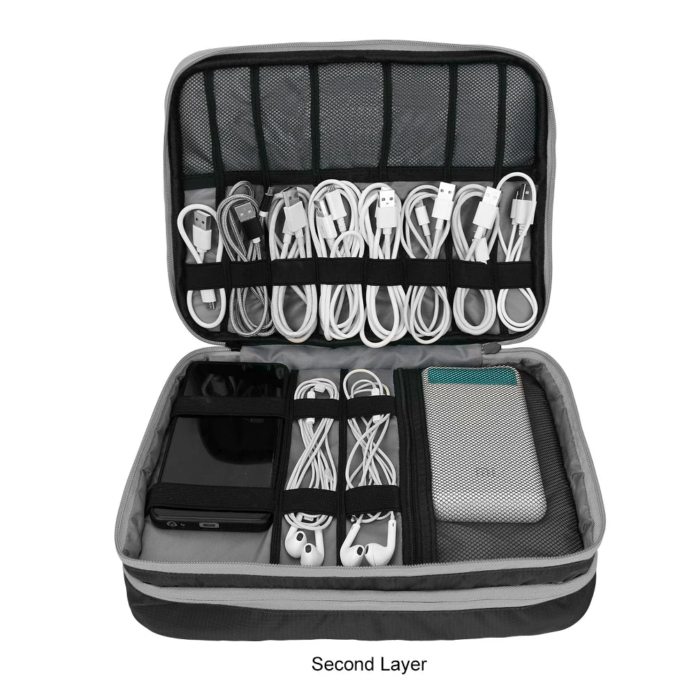 Multi Layer Electronic Accessories Organizer for Travel - Smarsty