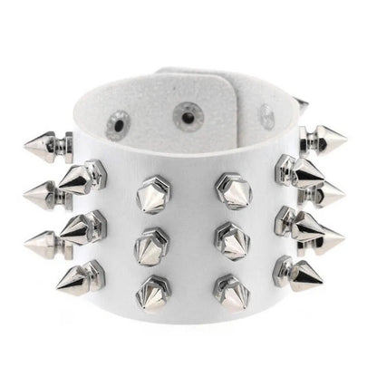 2024 Adjustable Black Pu Leather Spike Bracelet - Smarsty