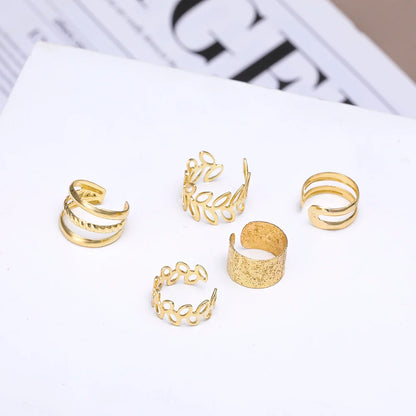 Vintage Gold Leaf Ear Cuff Non Piercing Clip Earrings - Smarsty