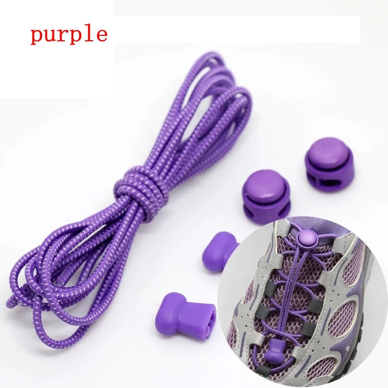 1 Pair 22 Colors Elastic Shoelaces Round Locking No Tie Shoe Laces Kids Adult Quick Lazy Laces Rubber Sneakers Shoelace T1 - Smarsty