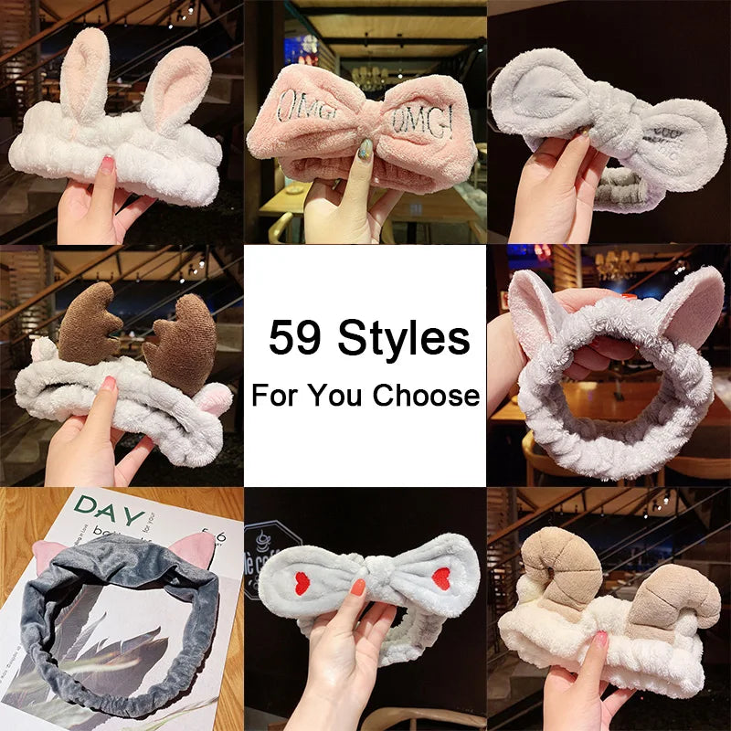 Soft Coral Fleece Bow Headband Warm Hair Holder Turban - Smarsty