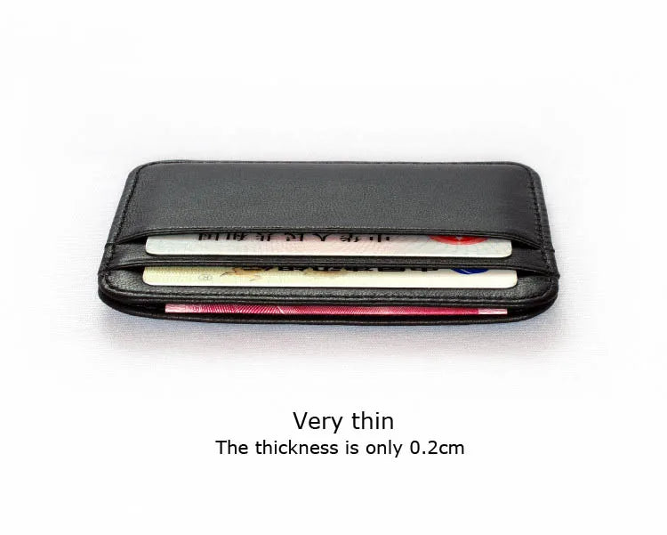 New Slim 100% Sheepskin Genuine Leather Men's Wallet Male Thin Mini ID Credit Card Holder Small Cardholder Purse For Man - Smarsty