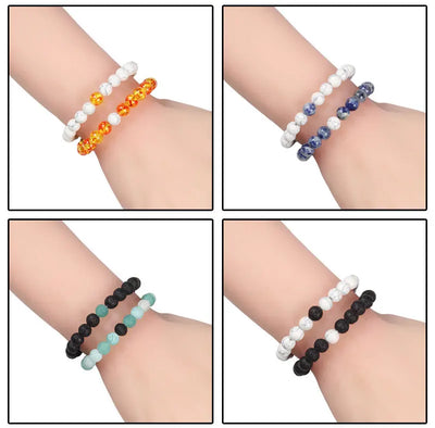 Couples Distance Lava Stone Yoga Bracelets Set - Smarsty