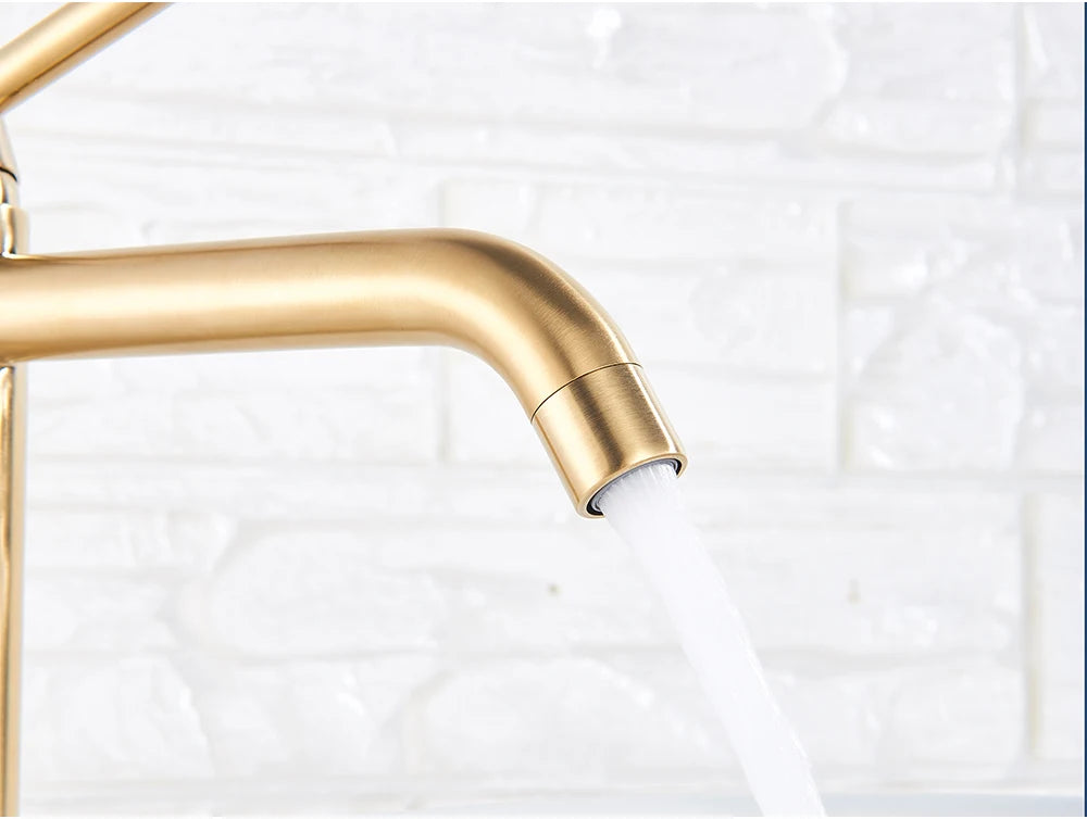 Brushed Gold Bathroom Faucet with Hot Cold Mixer - Smarsty