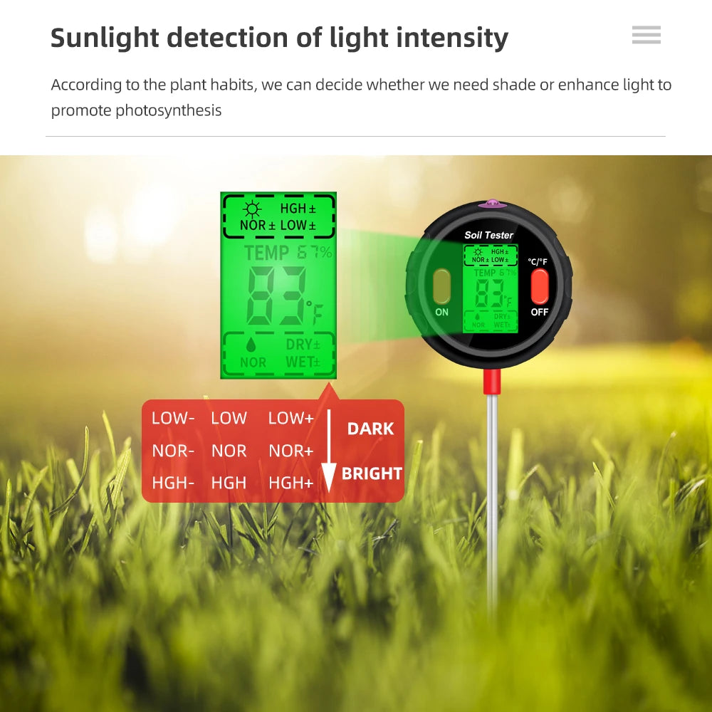 5 in 1 Soil Tester with Digital Readings for Garden Care - Smarsty