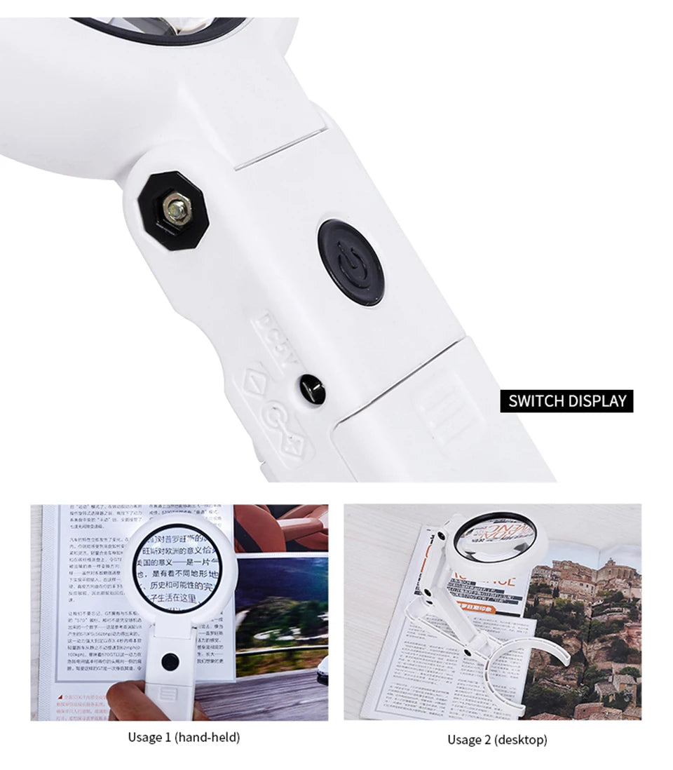 Portable Handheld Magnifying Glass with LED Light - Smarsty