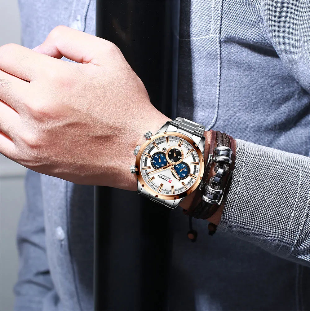Curren Men's Waterproof Business Watch with Blue Dial - Smarsty