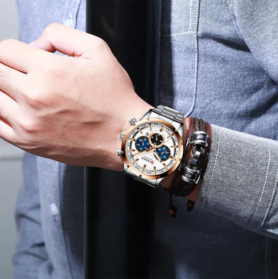 Curren Men's Waterproof Business Watch with Blue Dial - Smarsty