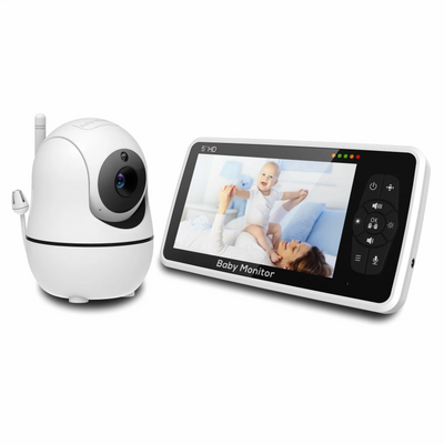 New 5 inch Video Baby Monitor with Camera and Audio, 4X Zoom, 22Hrs Battery, 1000ft Range 2-Way Audio Temperature Sensor Lullaby by Smarsty