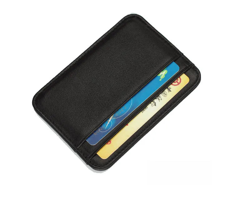 New Slim 100% Sheepskin Genuine Leather Men's Wallet Male Thin Mini ID Credit Card Holder Small Cardholder Purse For Man - Smarsty