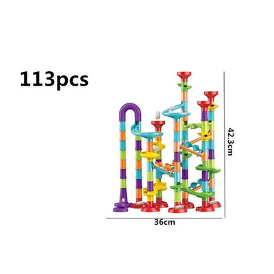 Marble Run Race Track Building Blocks Kids 3D Maze Ball Roll Toy DIY Marble Run Race Coaster Set 80/105/109/133pc Christmas Gift - Smarsty