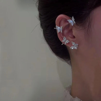 Zircon C Shape Long Tassel Ear Cuffs No Piercing Earrings - Smarsty