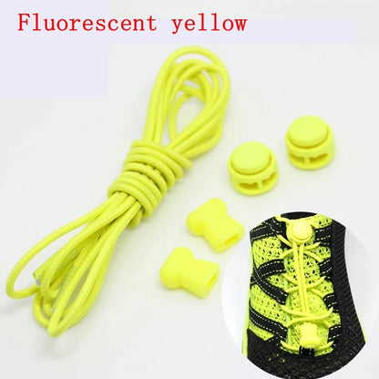 1 Pair 22 Colors Elastic Shoelaces Round Locking No Tie Shoe Laces Kids Adult Quick Lazy Laces Rubber Sneakers Shoelace T1 - Smarsty