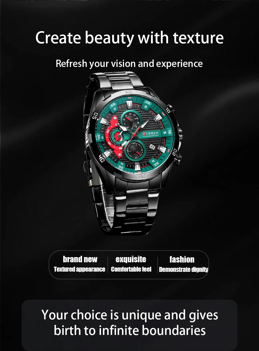 Curren Stainless Steel Men's Watch with Luminous Dial - Smarsty