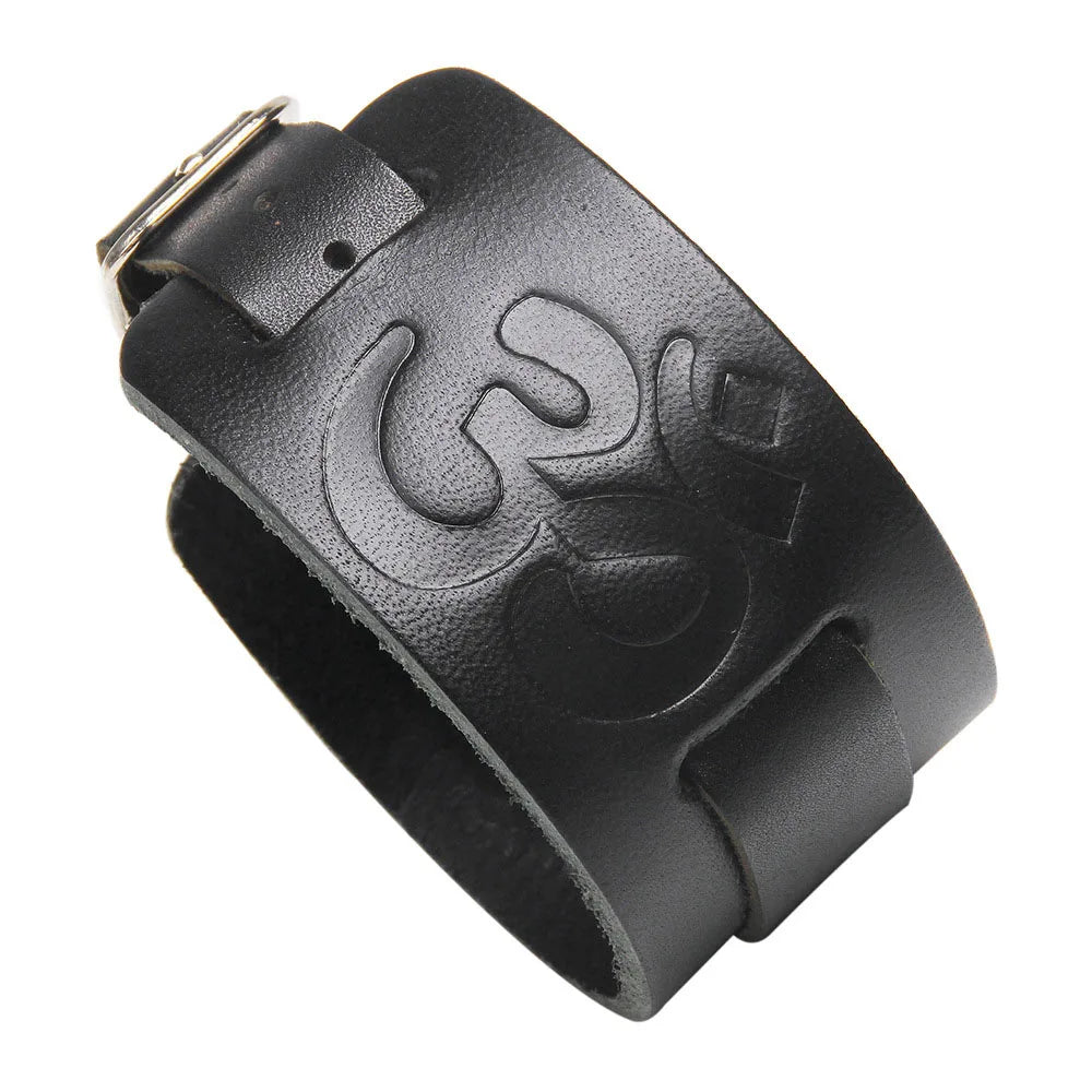 Men's Genuine Leather Bracelet Adjustable Vintage Punk Style - Smarsty