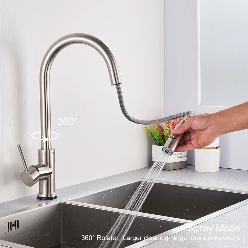 Pull Out Sensor Black Kitchen Faucet With Touch Control - Smarsty