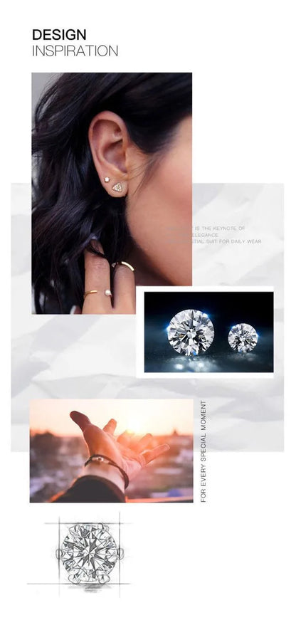 Sterling Silver Moissanite Stud Earrings Certified D - Smarsty