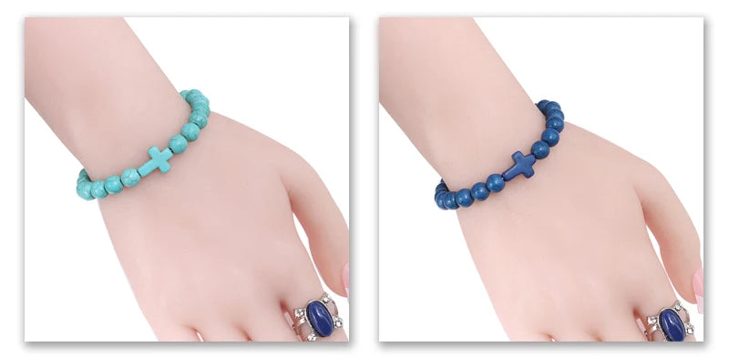 Fashion Jesus Cross Natural Stone Bracelets for Yoga - Smarsty