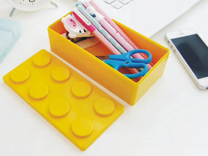 Building Block Storage Box Creative Plastic Storage Box Saving Space Storage Organizers Desktop Office Storage Supplie Kids Gift