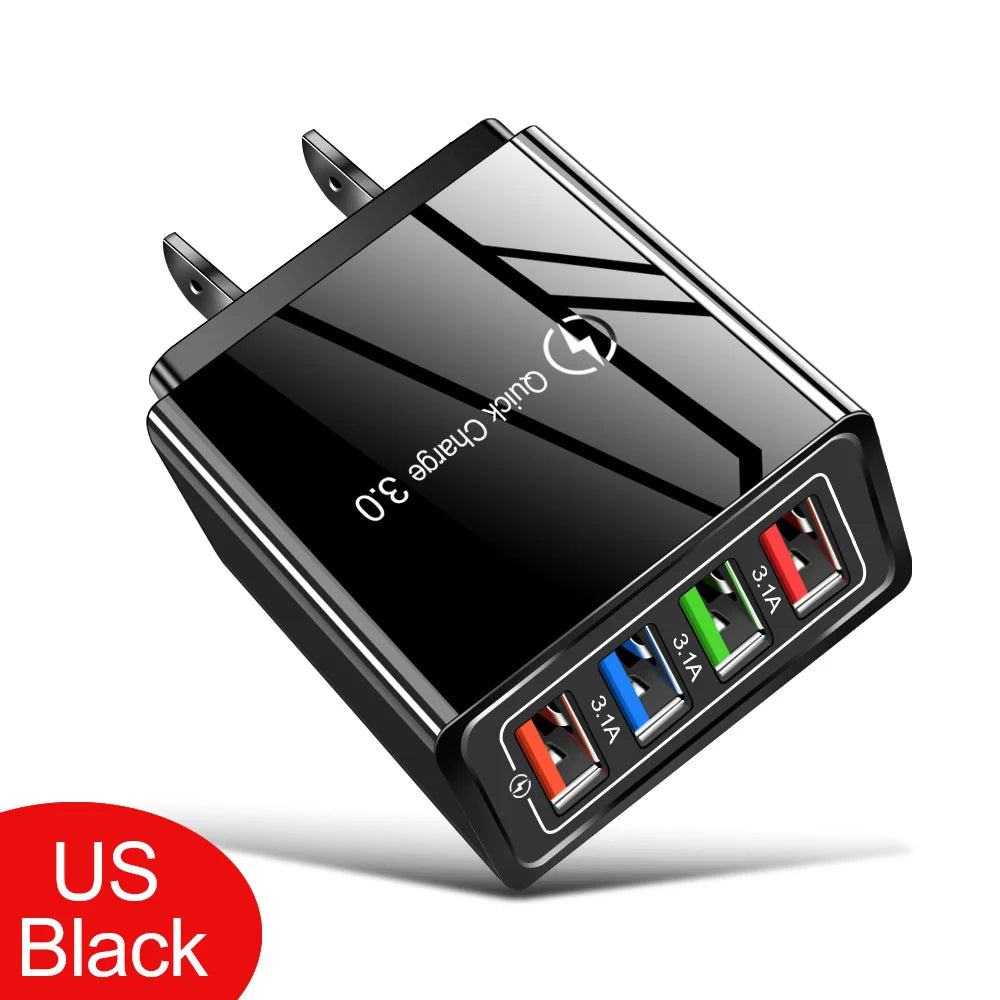 4 Port USB Quick Charge 3.0 Wall Charger EU Connector - Smarsty
