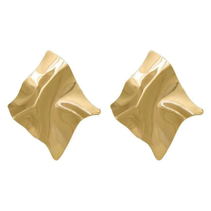 Gold Metal Drop Earrings with Irregular Heart Design for Women - Smarsty