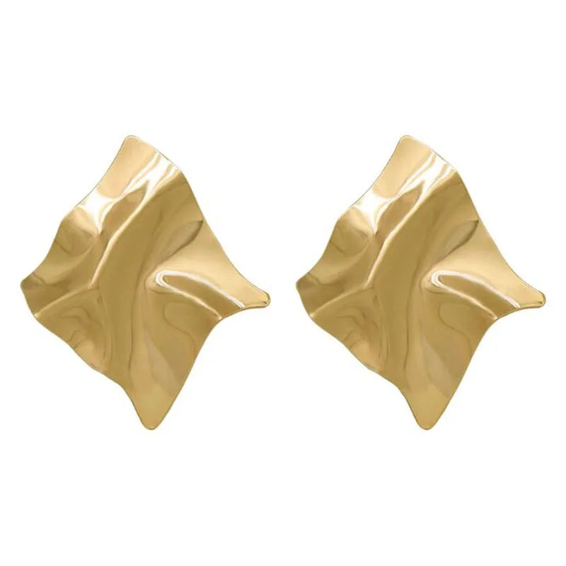 Gold Metal Drop Earrings with Irregular Heart Design for Women - Smarsty