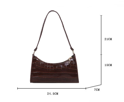 PU Leather Alligator Pattern Women Slim Shoulder Bag Purse - Smarsty