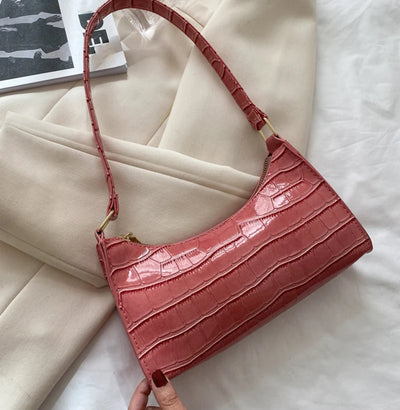 PU Leather Alligator Pattern Women Slim Shoulder Bag Purse - Smarsty