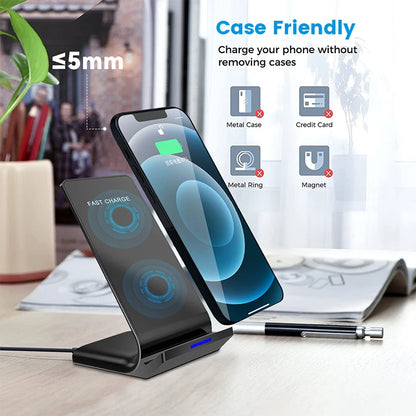 30W Qi Wireless Charger Stand Fast Charging Dock For Phones - Smarsty