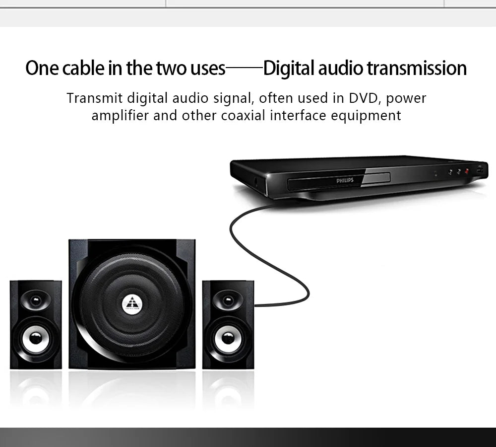Coaxial Digital Audio RCA Cable for Superior Sound Quality - Smarsty