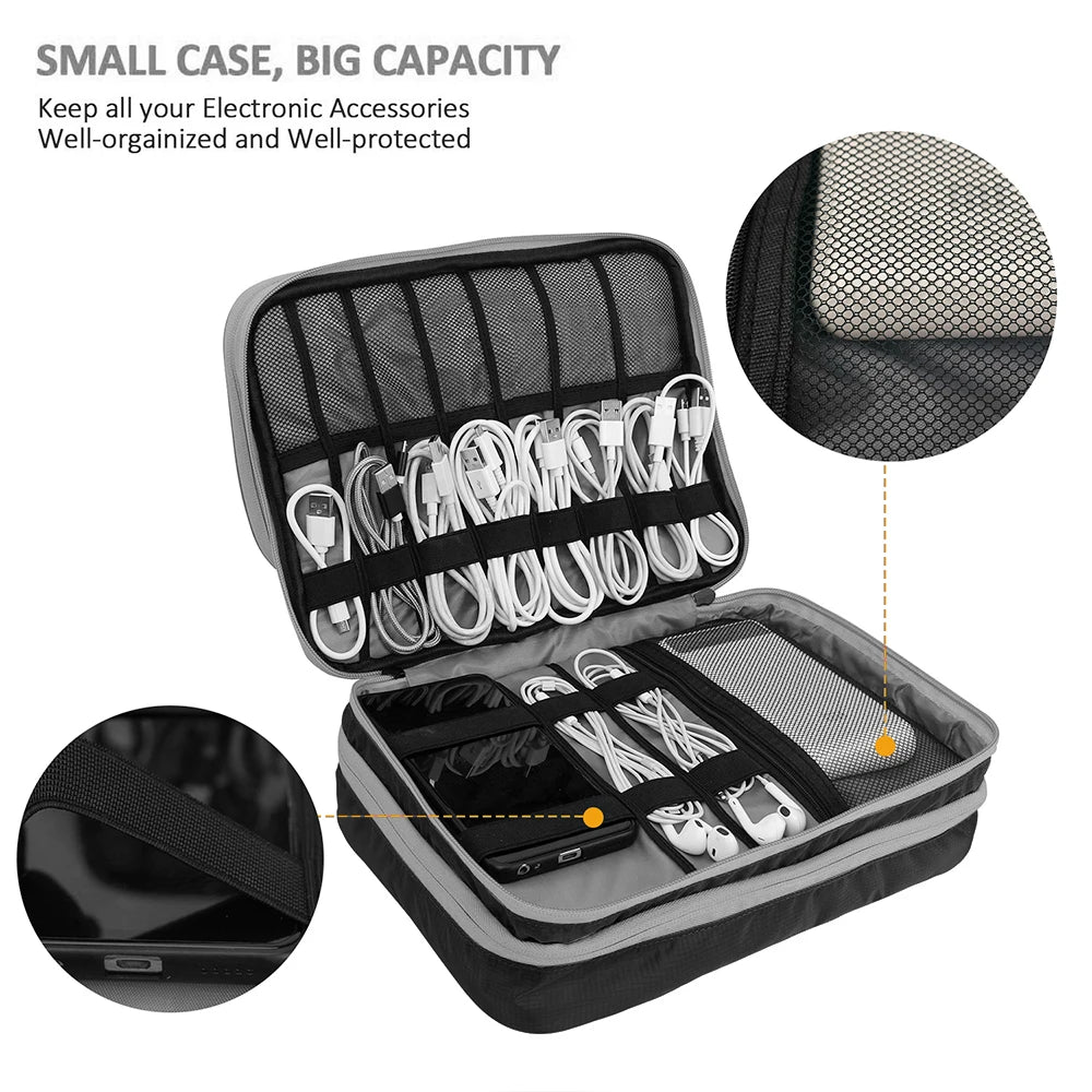 Multi Layer Electronic Accessories Organizer for Travel - Smarsty