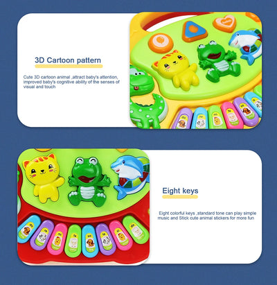 Kids Cartoon Piano Keyboard Game with Animal Sounds Flashing Light Music Baby Instrument Music Toys Educational Toys Kids Gifts by Smarsty