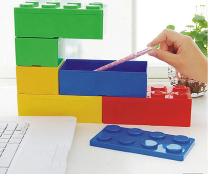 Building Block Storage Box Creative Plastic Storage Box Saving Space Storage Organizers Desktop Office Storage Supplie Kids Gift