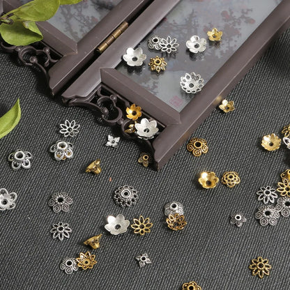 50pcs Tibetan Silver Leaf Flower Bead Caps for Jewelry Making - Smarsty